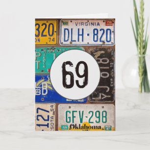 Vintage License Tallrikar för 69:e födelsedagen Kort