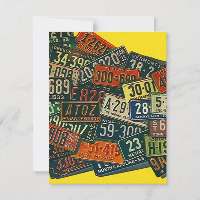 Vintage LICENSE TALLRIKAR Vi har flyttat Meddeland Meddelande (Framsida)