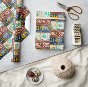 Vintage-licensplatsinsamling Presentpapper