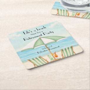 Vintage Life's a Beach Stol Cocktail Pensionering Underlägg Papper Kvadrat