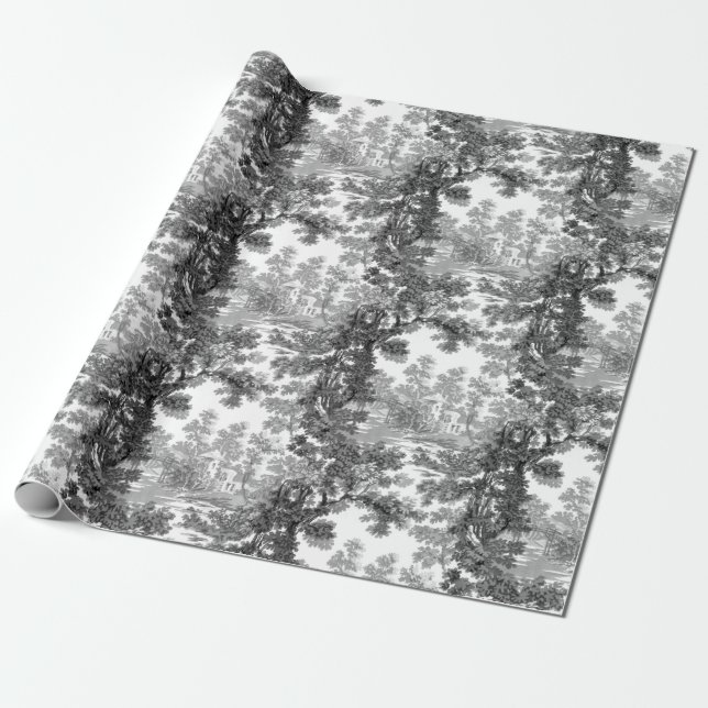 Vintage - liggande liggande - svartvitt presentpapper (Utrullad)