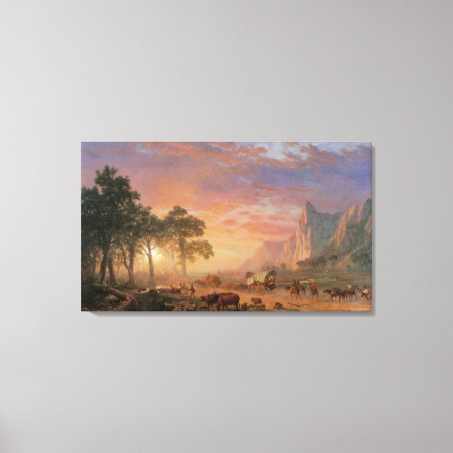 Vintage liggande, Oregon Trail by Bierstadt Canvastryck (Framsida)