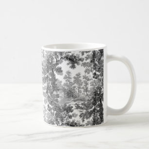 Vintage - liggande vattenstämpel - svartvitt kaffemugg