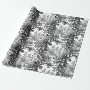 Vintage - liggande vattenstämpel - svartvitt presentpapper