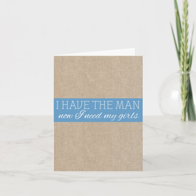 Vintage Light Himmel Blue Burlap Bridesmaid-begära Inbjudan (Framsida)