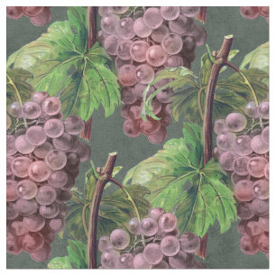 Vintage Light Lila Graphics and Vines on Grönt Tyg