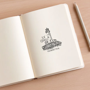Vintage Lighthouse Ex Libris Bibliotek Stämpel