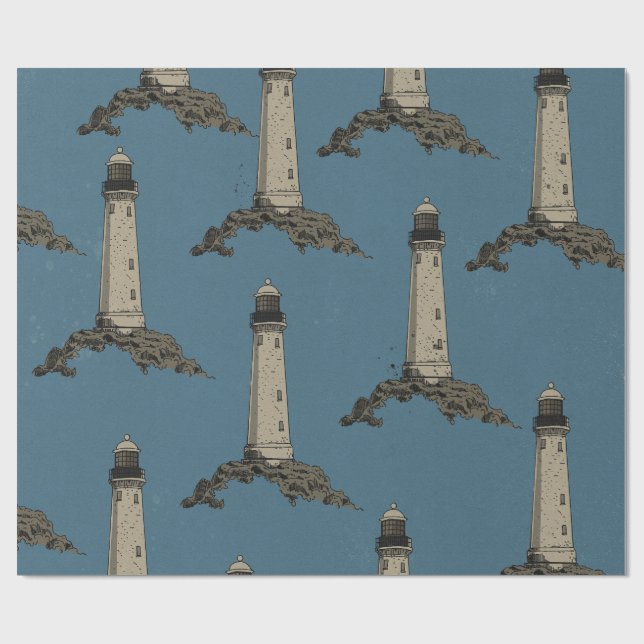 Vintage lighthouse pattern presentpapper (Platt)