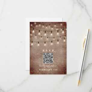 Vintage Lights Brick Bröllop QR RSVP OSA Kort