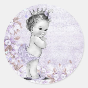 Vintage lila baby shower-klistermärken runt klistermärke