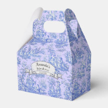 Vintage lila blå Toile Blommig Monogram