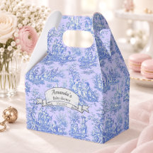 Vintage lila blå Toile Blommig Monogram