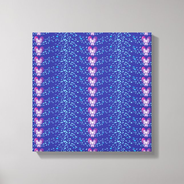 Vintage Lila Blommigt Violes tapet mönster Canvastryck (Framsida)