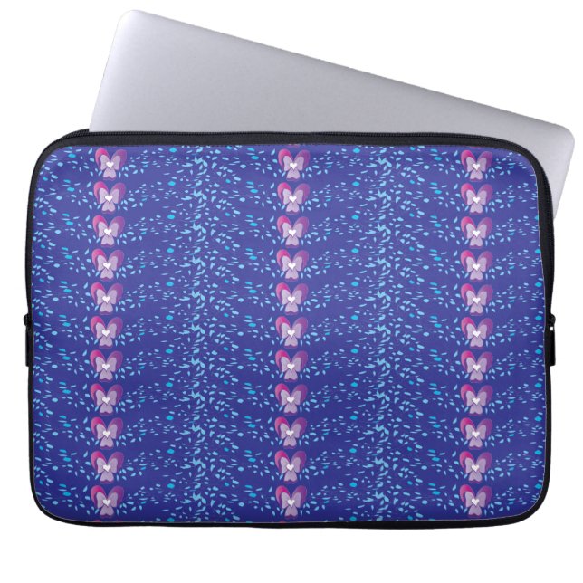 Vintage Lila Blommigt Violes tapet mönster Laptop Sleeve (Framsidan)