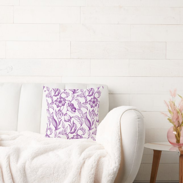 Vintage Lila blommor Kudde (Soffa)