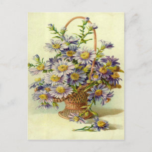 Vintage Lila blommor vykort