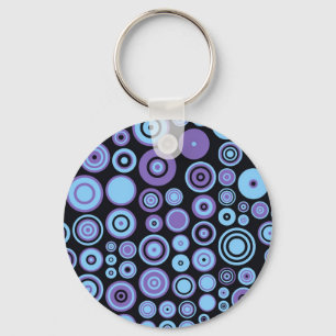 Vintage Lila Blue and Black Femties Abstrakt Art Nyckelring