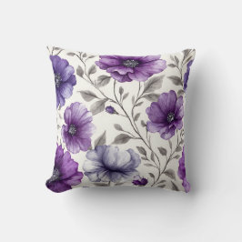 Vintage Lila Botanisk Romantisk Chic Blommig Kudde