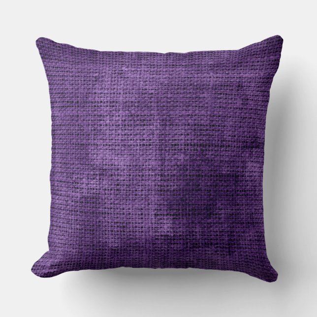 Vintage Lila Burlap Linen Rustic Jute #2 Kudde (Framsida)