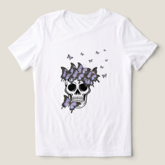 Vintage Lila Butterflies Skull T Shirt