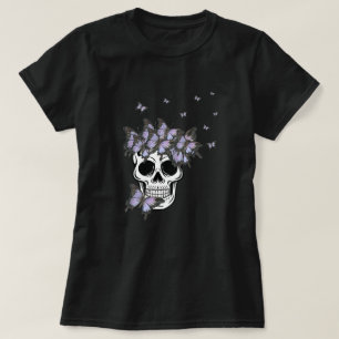Vintage Lila Butterflies Skull T Shirt