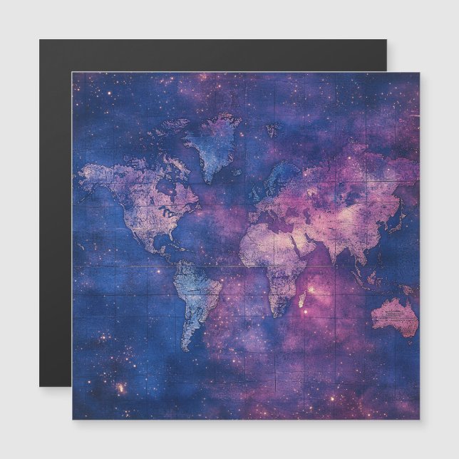 Vintage Lila Celestial World Map (10) (Fram/baksida)