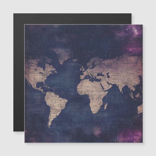Vintage Lila Celestial World Map (5) (Fram/baksida)