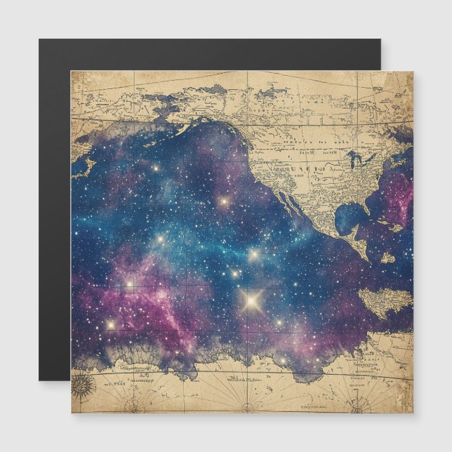 Vintage Lila Celestial World Map (6) (Fram/baksida)