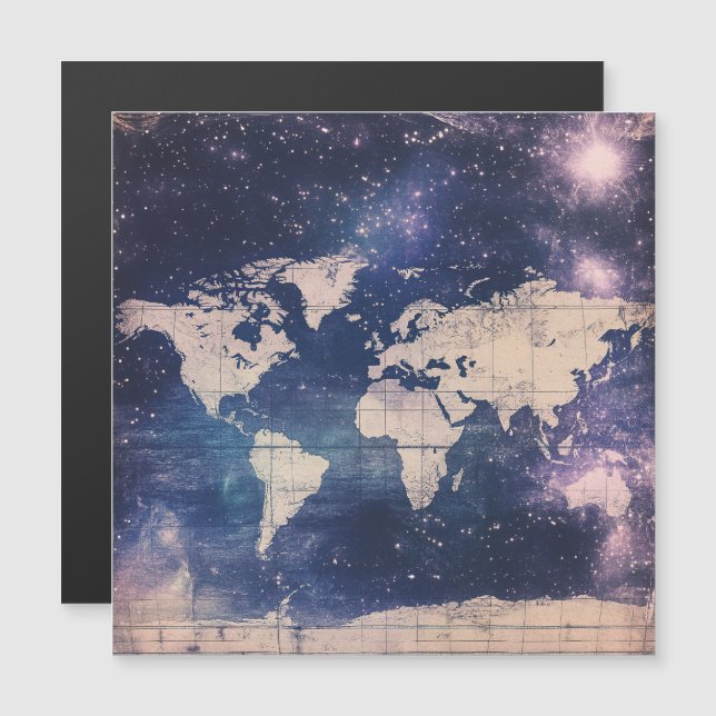 Vintage Lila Celestial World Map (8) (Fram/baksida)