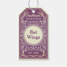 Vintage lila fladdermus vingar apoteksetikett presentetikett