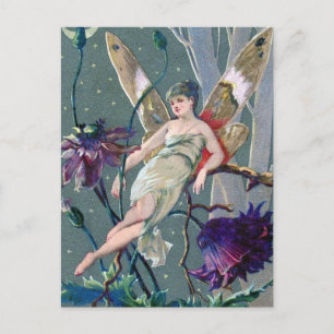 Vintage Lila Flower Fairy Postcard Vykort