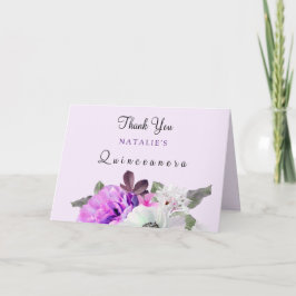 Vintage Lila Flower Quinceanera - tack för ditt ko Kort