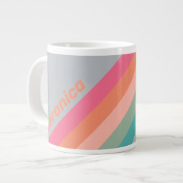 Vintage Lila Förtjusande Ränder med Namn Jumbo Mugg
