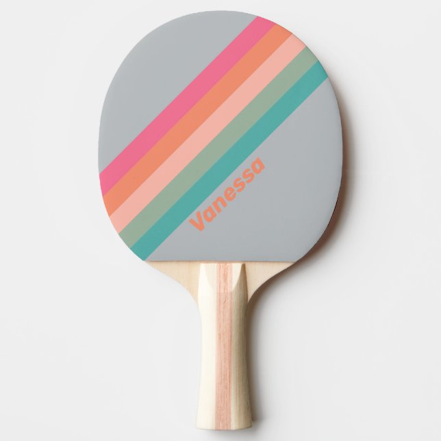 Vintage Lila Förtrollning Randig med Namn Pingisracket (Framsidan)