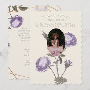 Vintage Lila/Grönt Blommigt - foto - begravningspr Inbjudningar