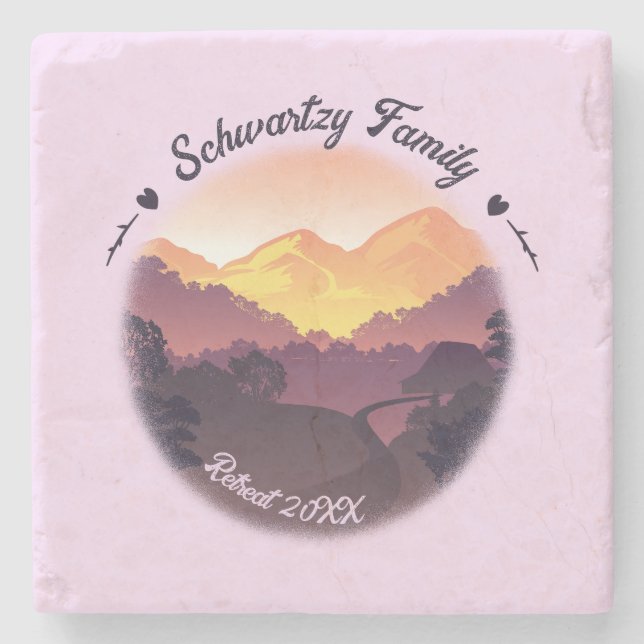 Vintage Lila Gult Farmhouse Mountain Sunset Stenunderlägg (Framsidan)