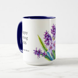 Vintage Lila Hyacint Blommig Vårkonst Mugg