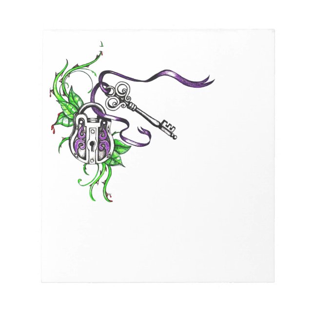 Vintage lila Lock och Nyckel design Anteckningsblock (Framsida)