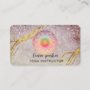 Vintage Lila Mandala Guld Meditation Holistic Visitkort