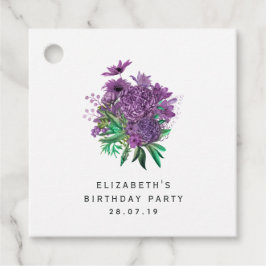 Vintage lila och elfenbensvitt blomsterdamast gåvor etiketter