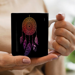 Vintage lila orange dreamcatcher boho kaffemugg