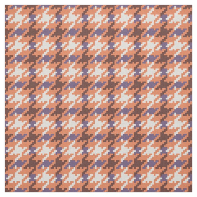 Vintage lila orange Houndstooth plaid mönster Tyg (Provkarta)