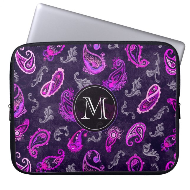 Vintage Lila Paisley Laptop Fodral (Framsidan)