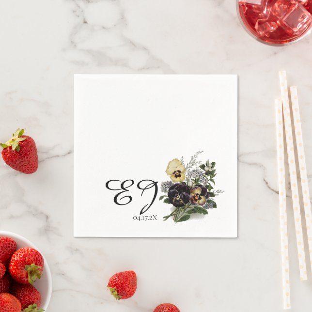 Vintage Lila Pansy Pappersservett (Insitu)