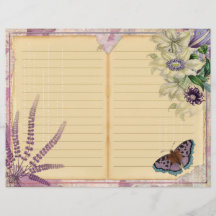 Vintage Lila Passion Blommigt Journal sida