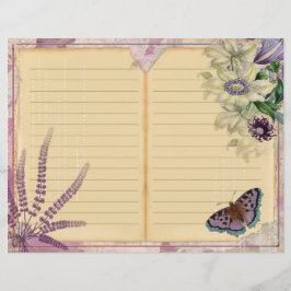 Vintage Lila Passion Blommigt Journal sida