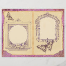 Vintage Lila Passion Blommigt Journal sida