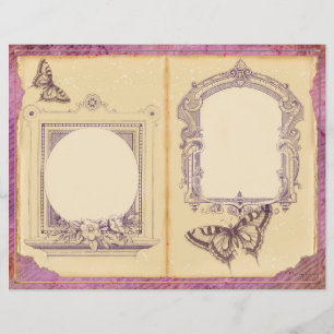 Vintage Lila Passion Blommigt Journal sida