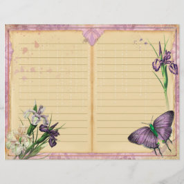 Vintage Lila Passion Blommigt Journal sida