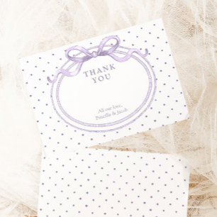 Vintage lila prickig baby shower tack kort
